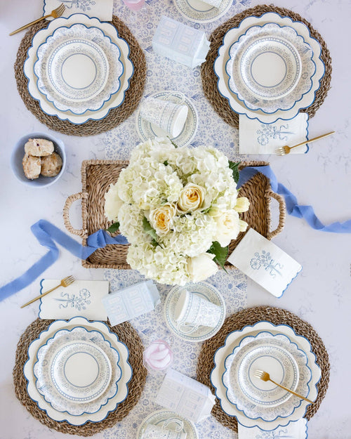 Pembroke Cream with Blue Edge 12" Paper Plates
