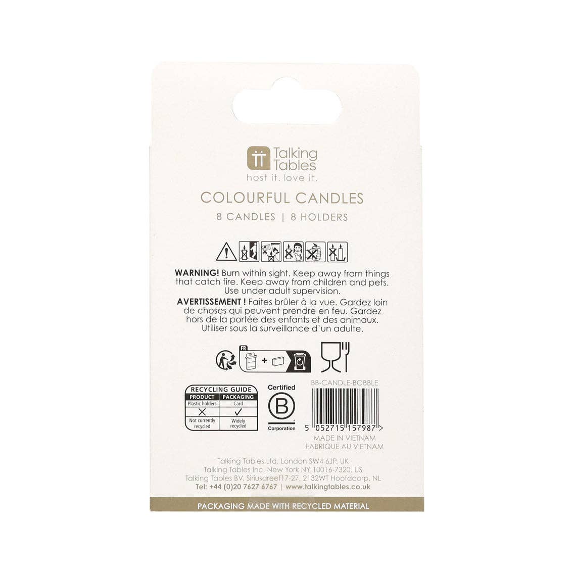 Colorful Bobble Candles - 8 Pack