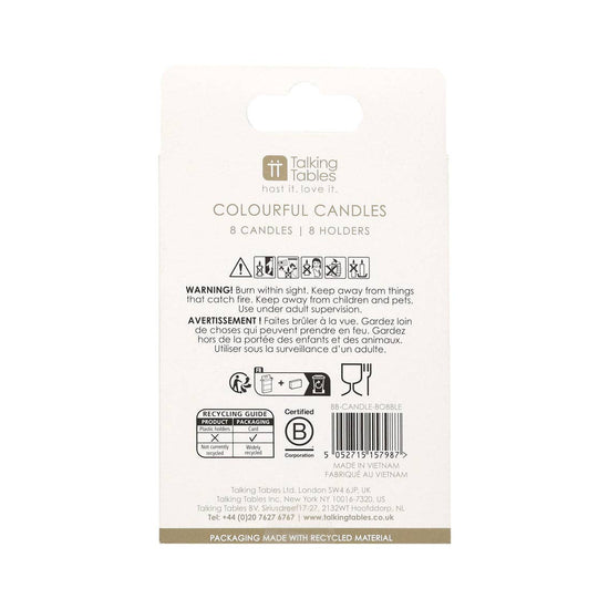 Colorful Bobble Candles - 8 Pack