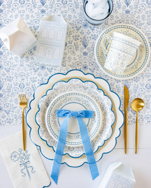 Pembroke Cream with Blue Edge 12" Paper Plates