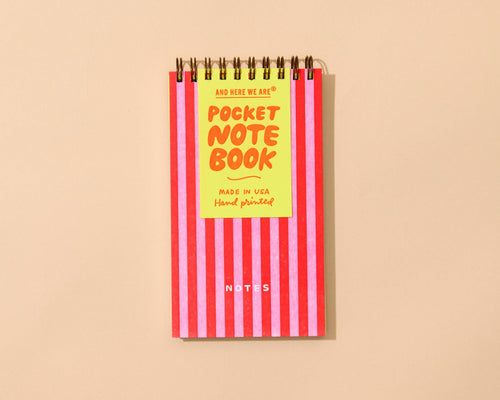 Red/Pink Cabana Stripe Mini Notebook