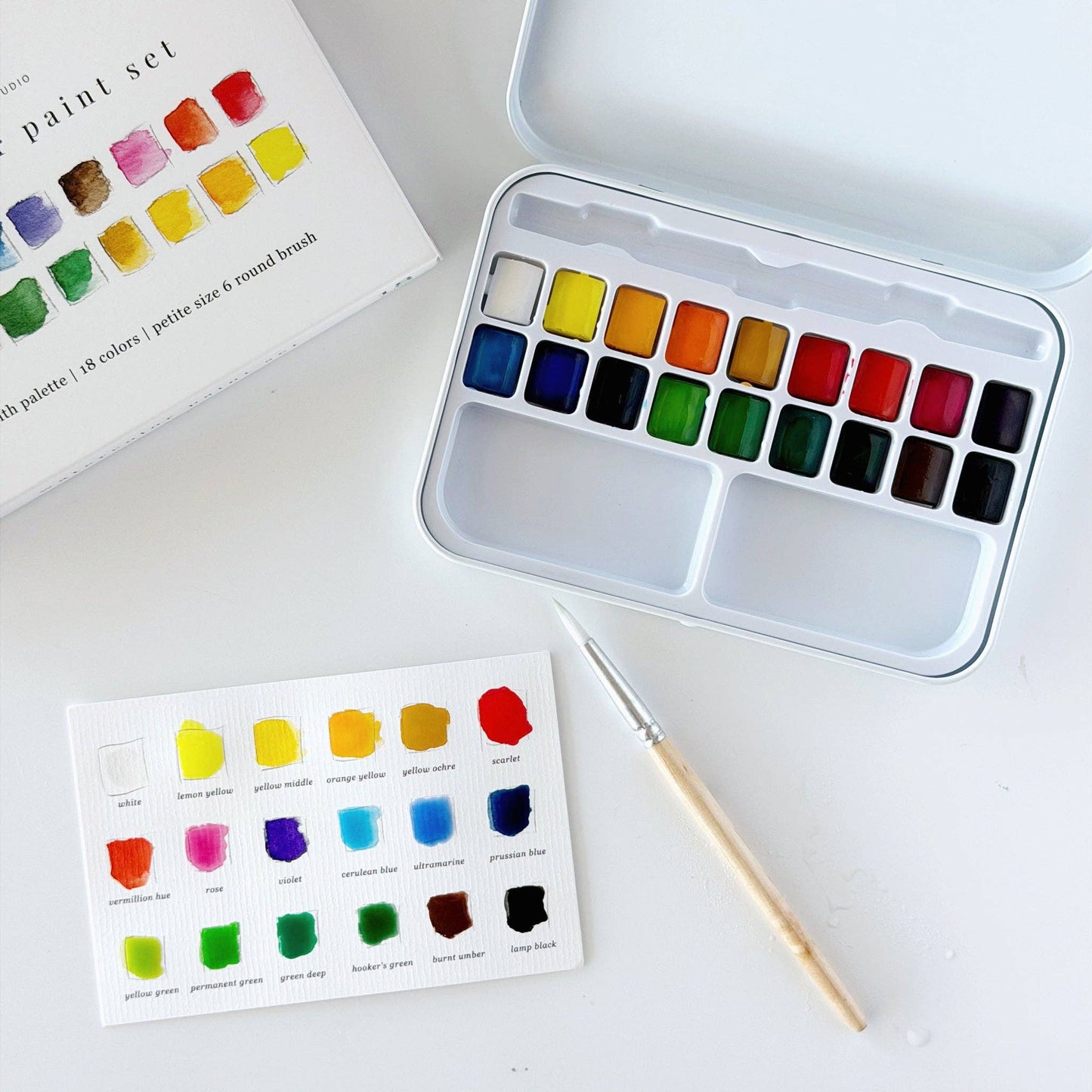 Watercolor Set - 18 Colors with Brush