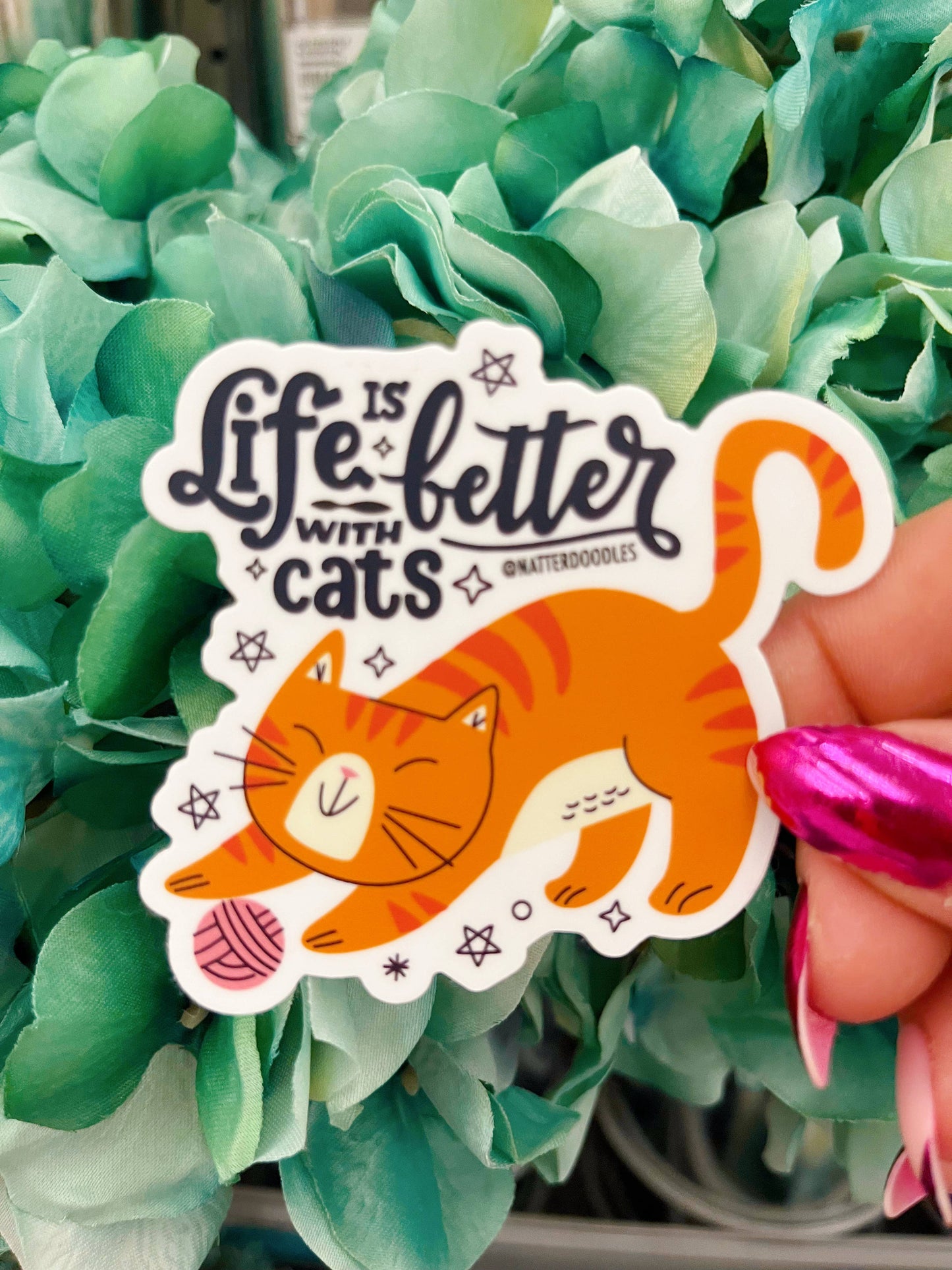 Life is Better with Cats Waterproof Sticker