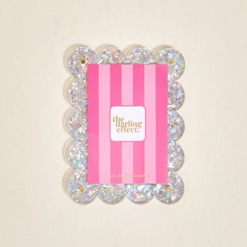 Mini Acrylic Picture Frame Magnet – Silver Glitter