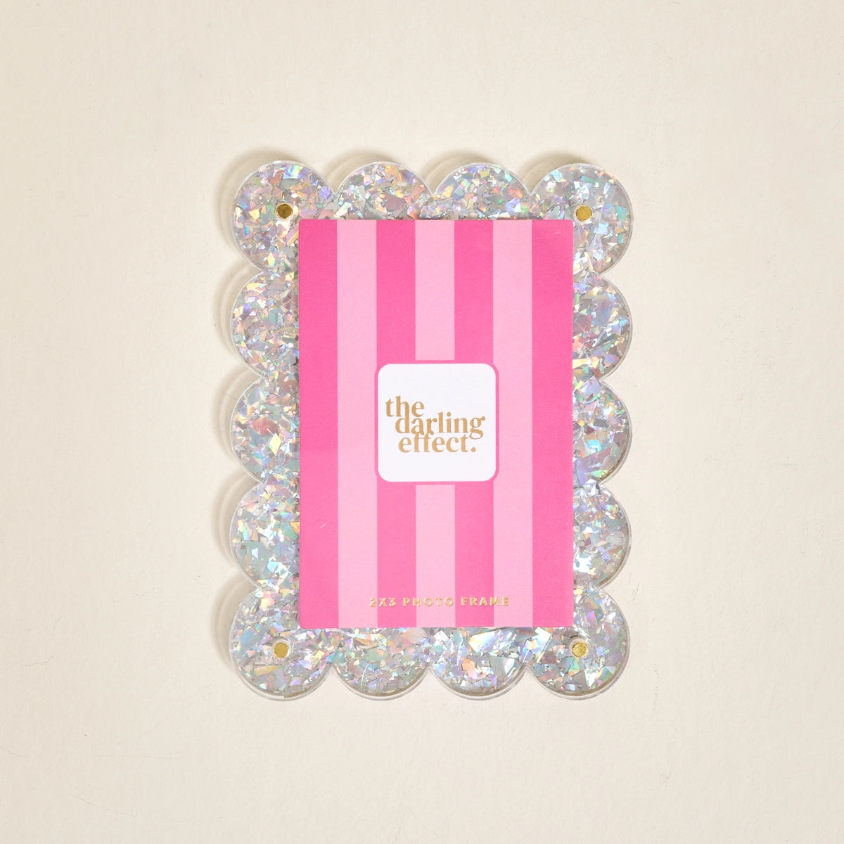 Mini Acrylic Picture Frame Magnet – Silver Glitter