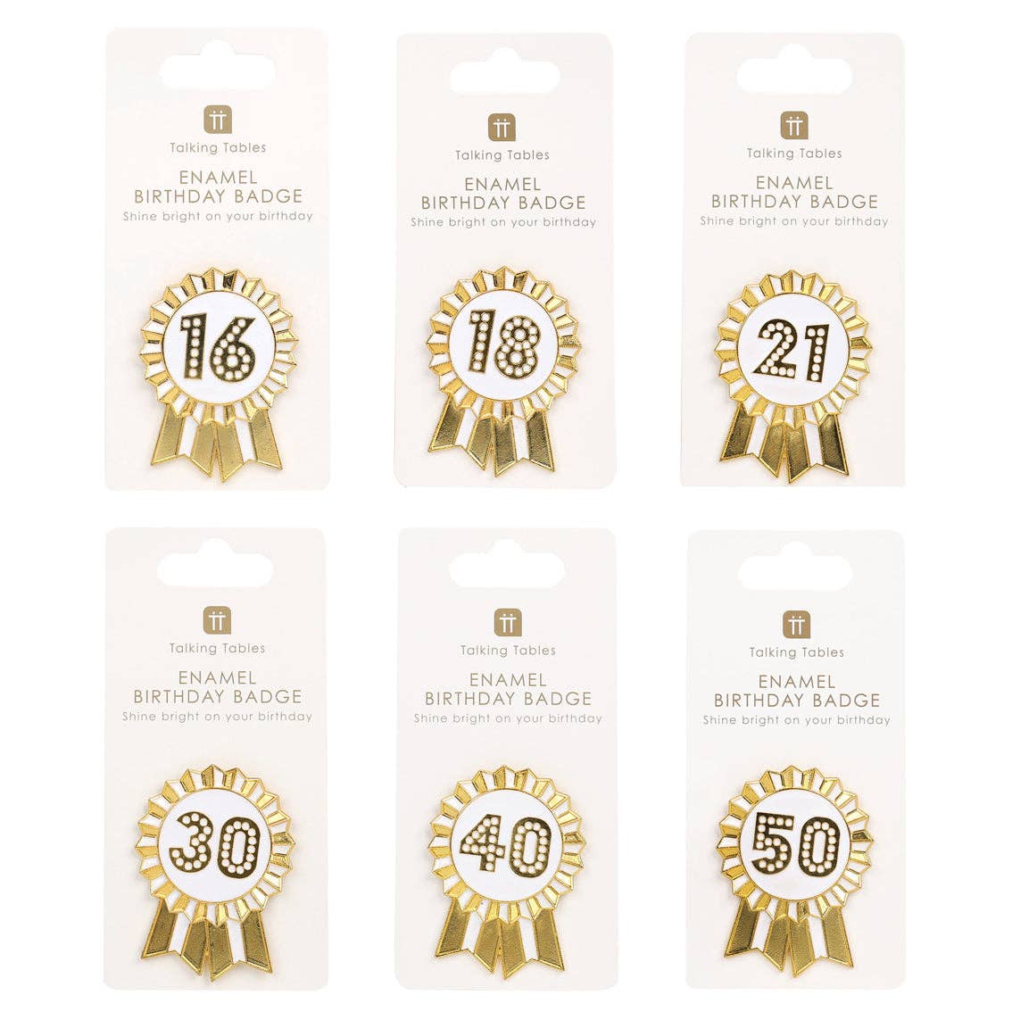 Gold Enamel Birthday Pin Badge Set - Milestone Birthdays