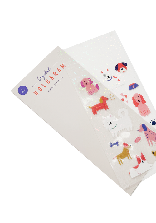 Dogs Hologram Clear Sticker Set