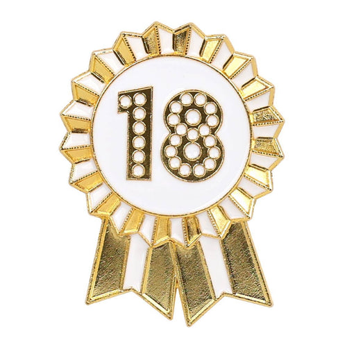 Gold Enamel Milestone Birthday Pin Badge