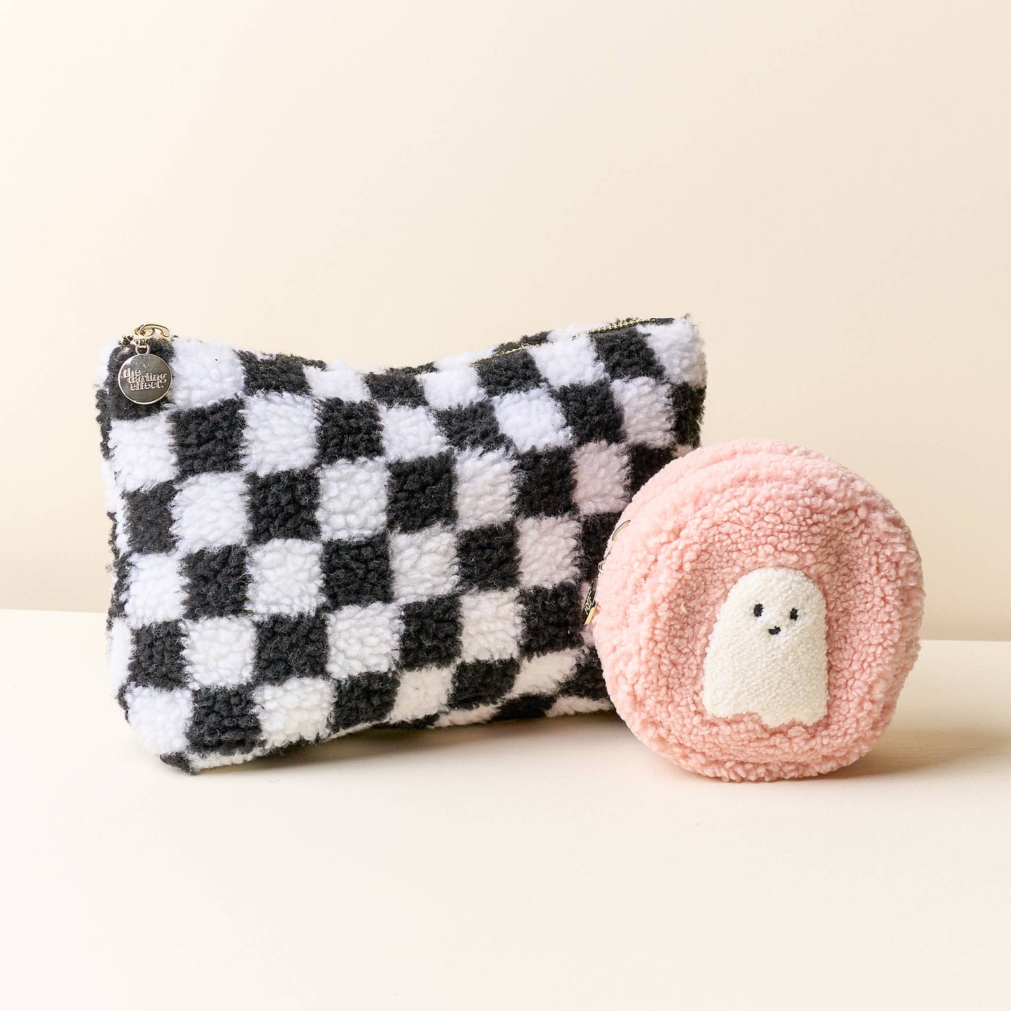 Teddy Pouch-Rectangle-Check Black