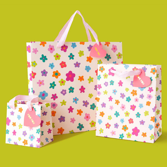Gift Bags - Happy Flowers - Assorted Sizes to Choose From: Small