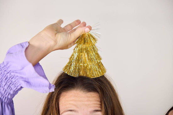 Golden Girl Mini Gold Fringe Party Hats Set