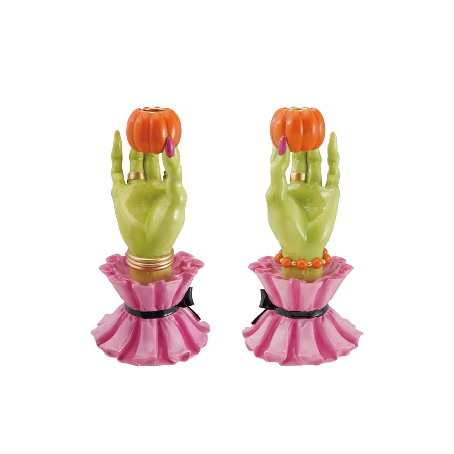 Witch Hand Candle Holder Set - Pink