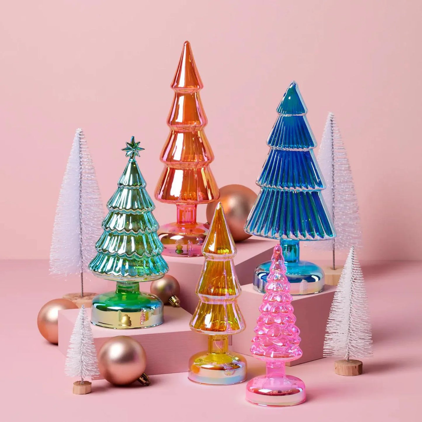 Colorful Glass Christmas Trees