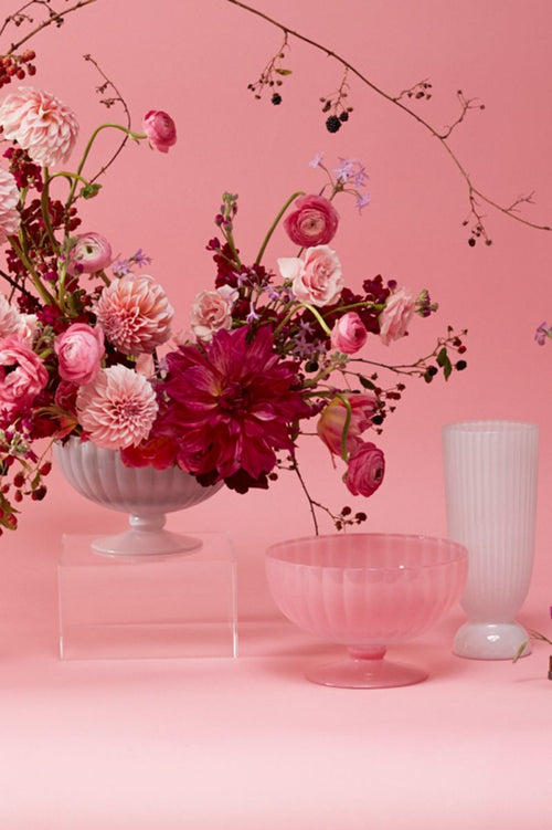 Pink Fluted Compote
