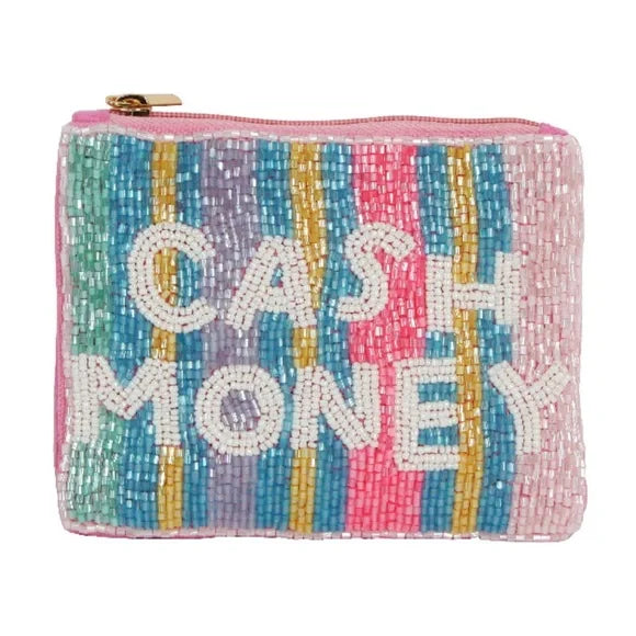 CASH MONEY Pastel Beaded Coin Purse