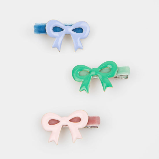 Christmas Bow Enamel Hair Clip Set