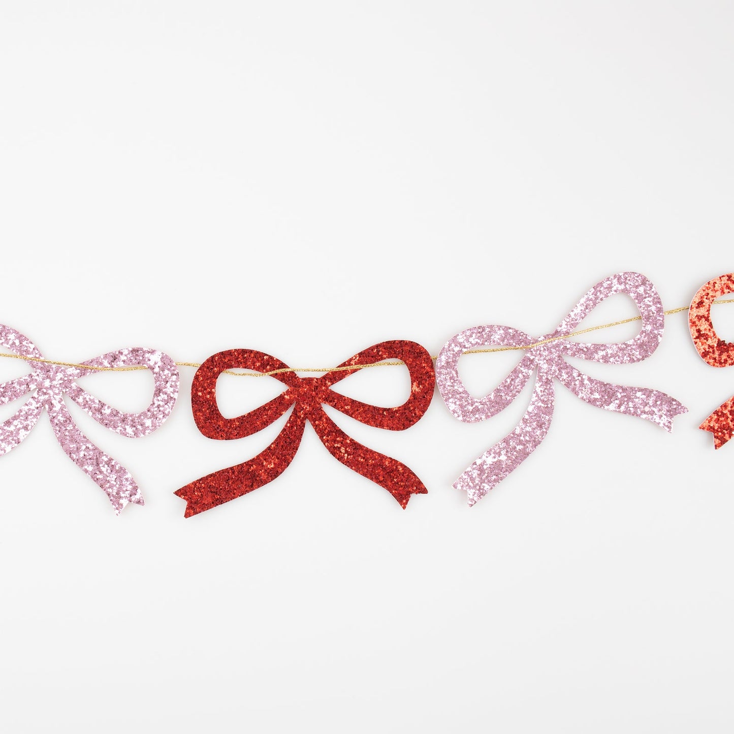 Red and Pink Glitter Bow Garland