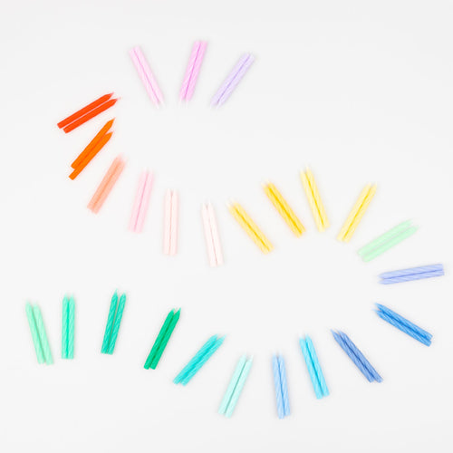 Rainbow Twisted Mini Birthday Candles - Set of 50