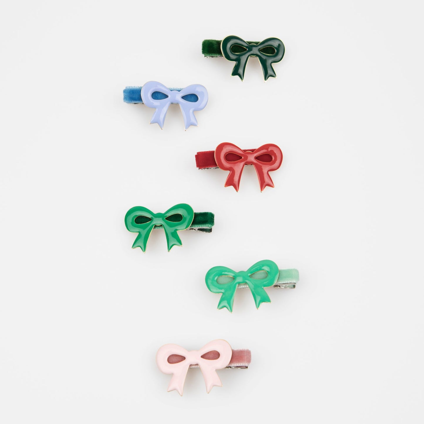 Christmas Bow Enamel Hair Clip Set