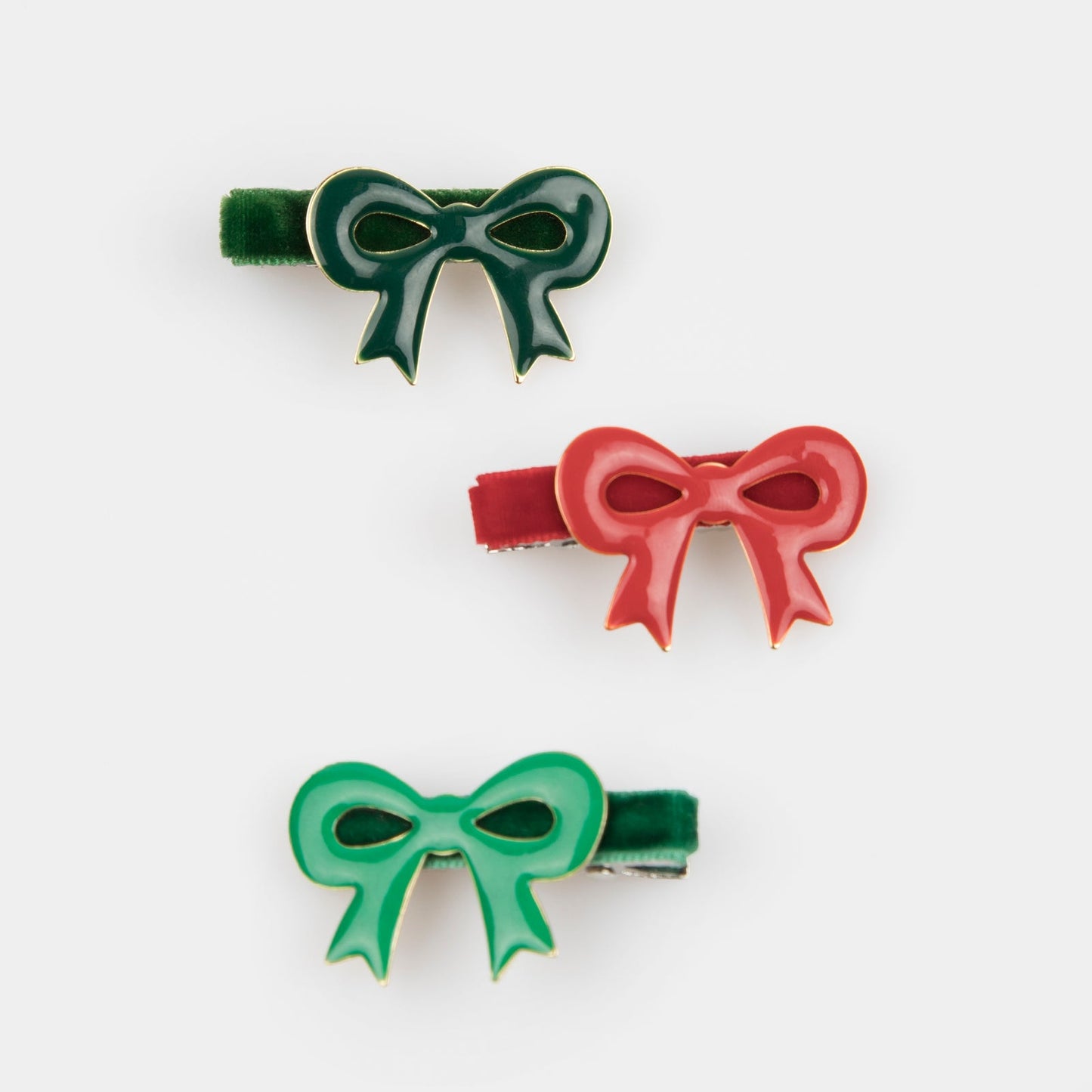 Christmas Bow Enamel Hair Clip Set