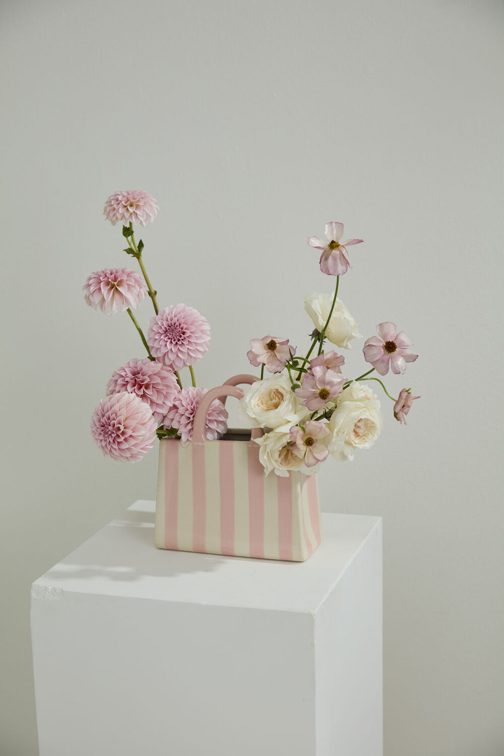 Pink Stripe Handbag Vase