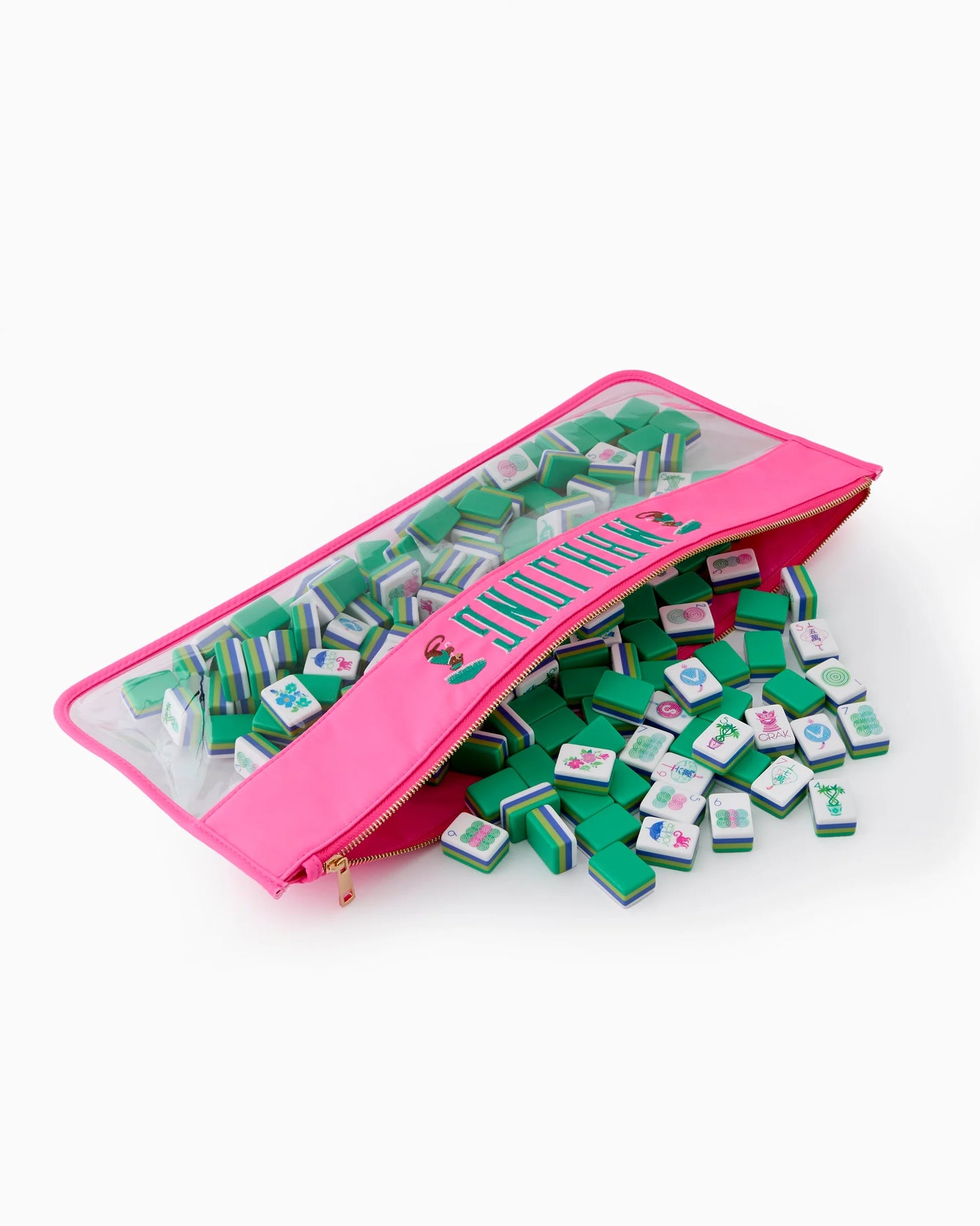 Pink Monkey Mahjong Storage Bag
