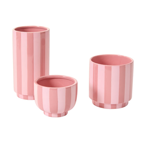 Pink Striped Planter