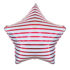 Red Striped Star Shaped Mylar Balloon