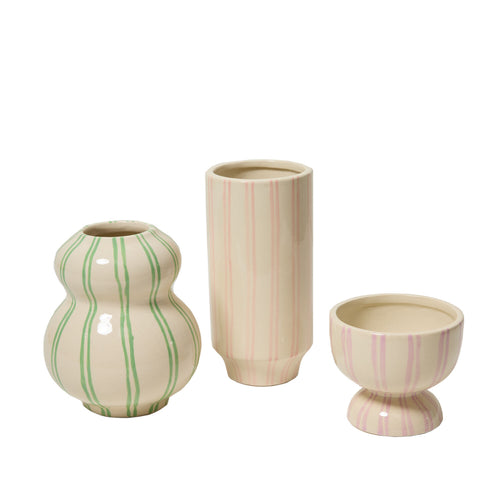 Watercolor Stripe Hourglass Vase