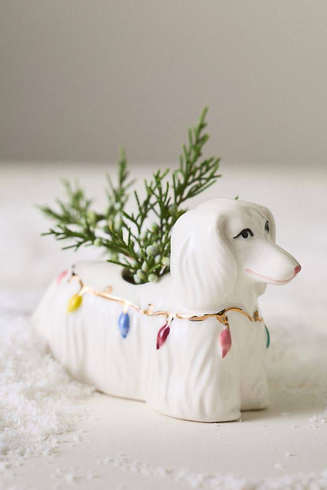 Festive Vintage-Inspired Dachshund Vase