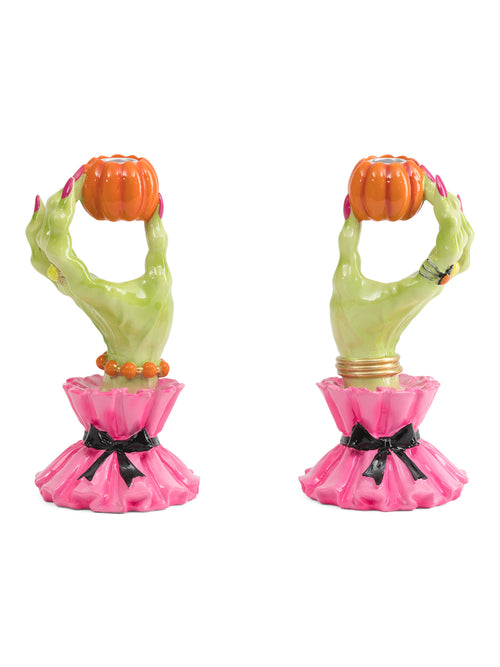 Witch Hand Candle Holder Set - Pink