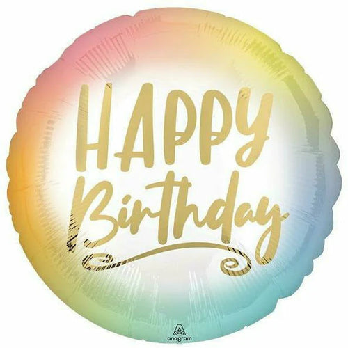 Ombre + Gold Happy Birthday Foil Balloon