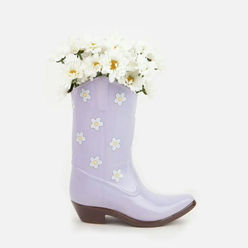 Cowboy Boot Vase - Lilac
