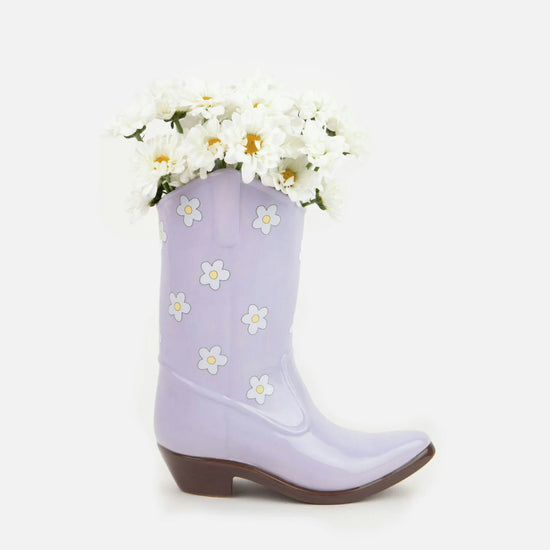 Cowboy Boot Vase - Lilac