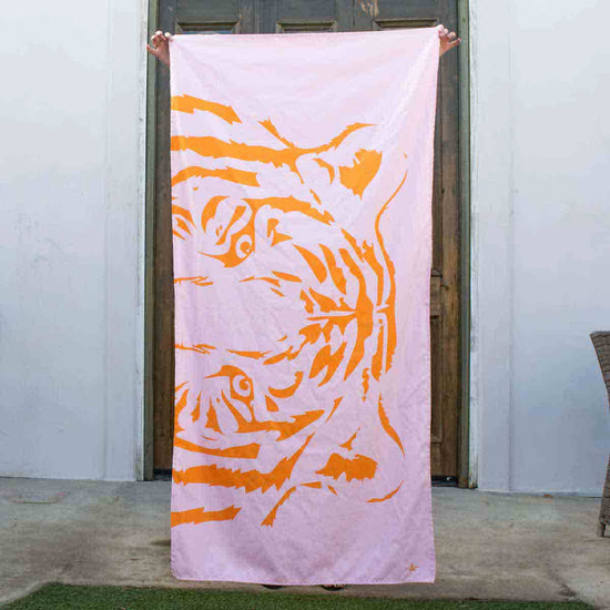 Eye of the Tiger Beach Towel Light Pink/Orange