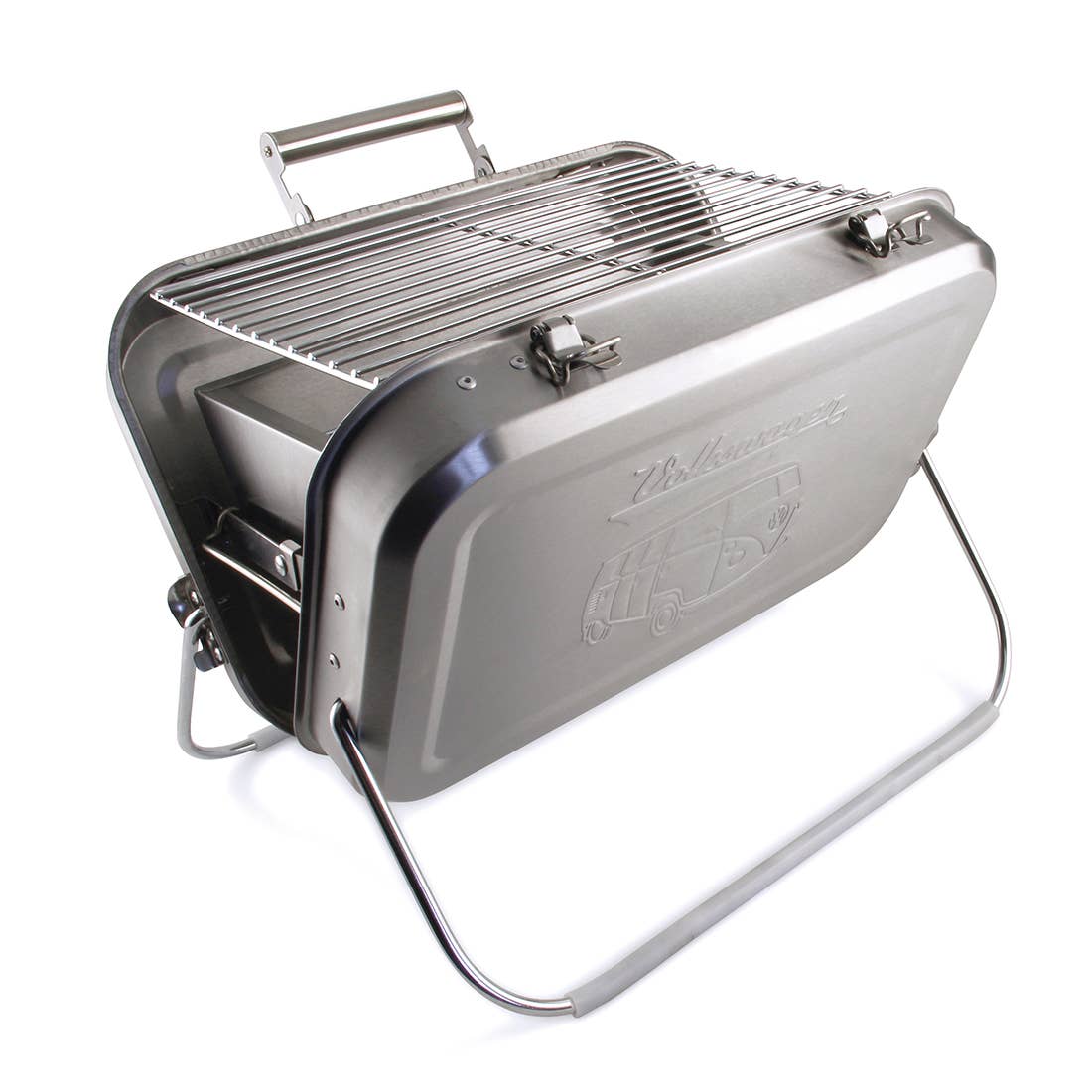 Load image into Gallery viewer, VW Bus Portable Outdoor Camping BBQ Grill - Stainless Steel
