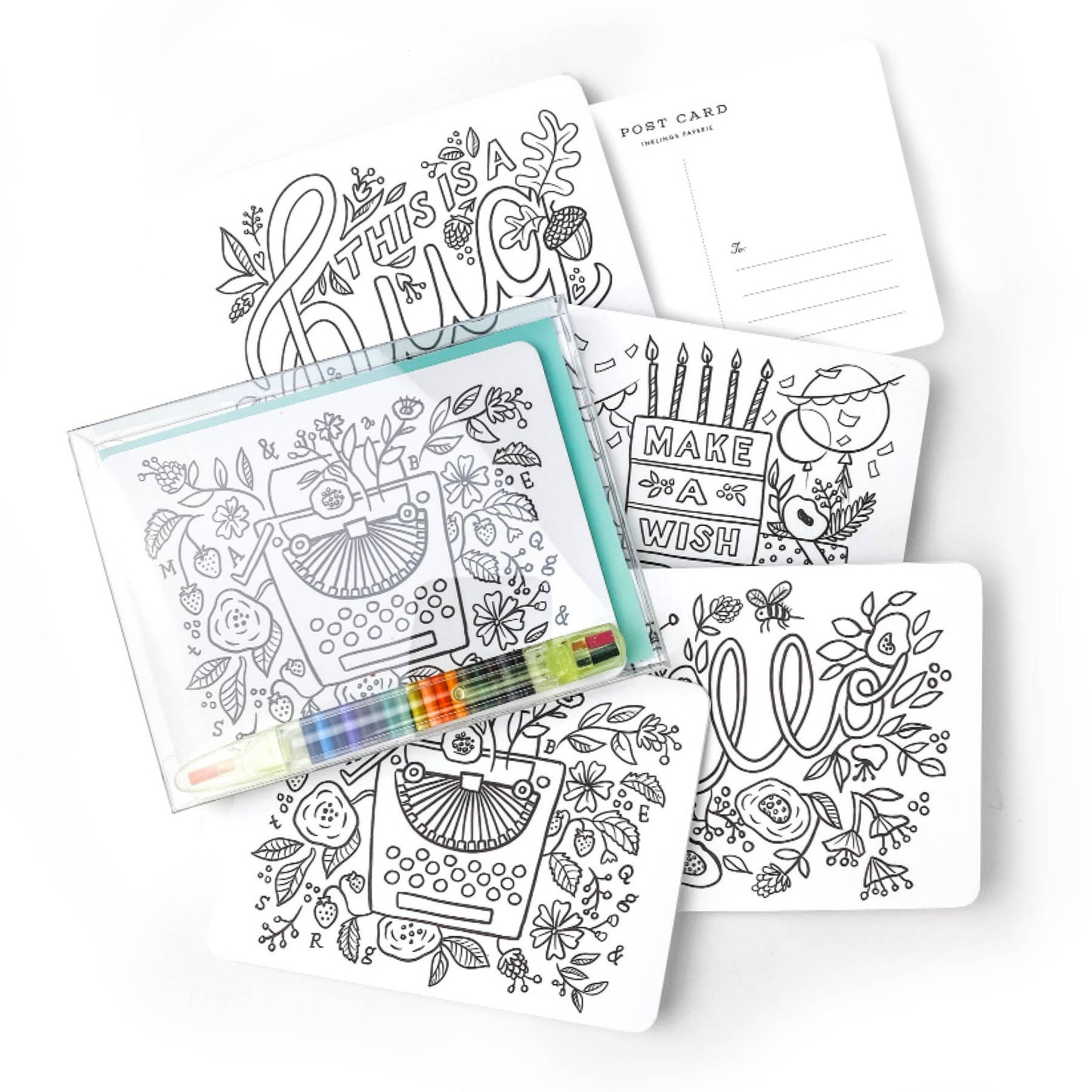 Load image into Gallery viewer, Color-In Postcard Kit - Floral - Kids Gift
