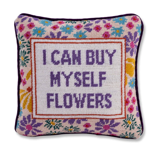 I Can Buy Myself Flowers Needlepoint Pillow