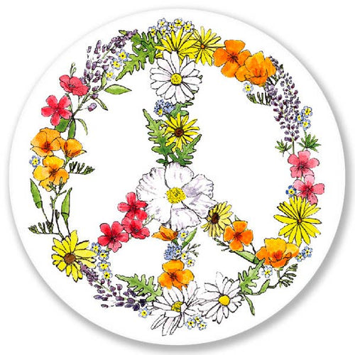 Floral Peace Sign Vinyl Sticker