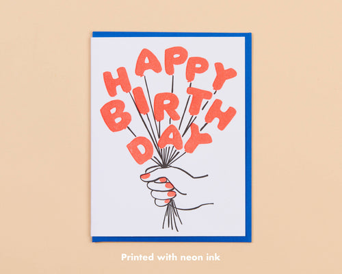 Birthday Balloons Letterpress Card