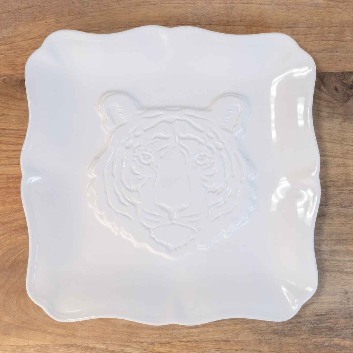 Load image into Gallery viewer, Tiger Square Platter   White   11.5x11.5
