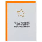 You as a Husband 5 Stars Paper Clip Letterpress Card