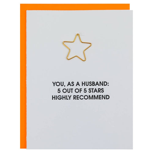 You as a Husband 5 Stars Paper Clip Letterpress Card
