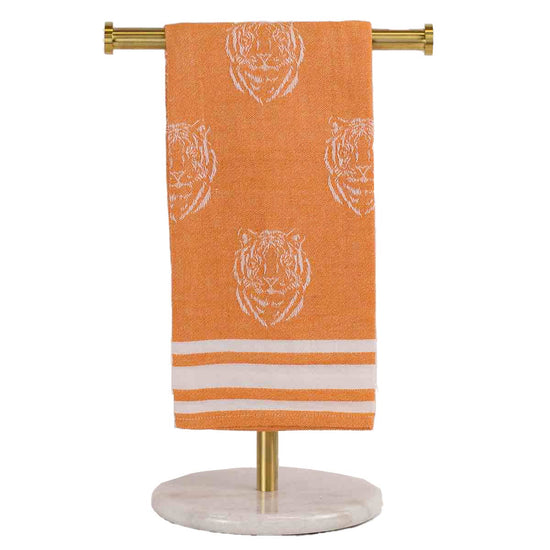 Load image into Gallery viewer, Jacquard Tiger Hand Towel - Orange/White
