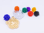 Acrylic Mirror Tiger Earrings with Poms