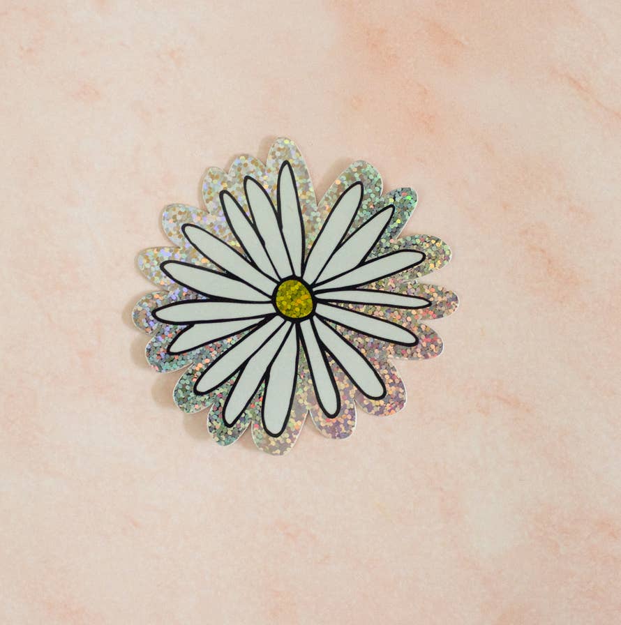 Daisy Rider Sticker Glitter Daisy Sticker – RunningonBlooms