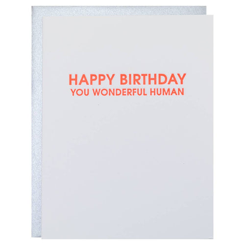 Wonderful Human Letterpress Birthday Card