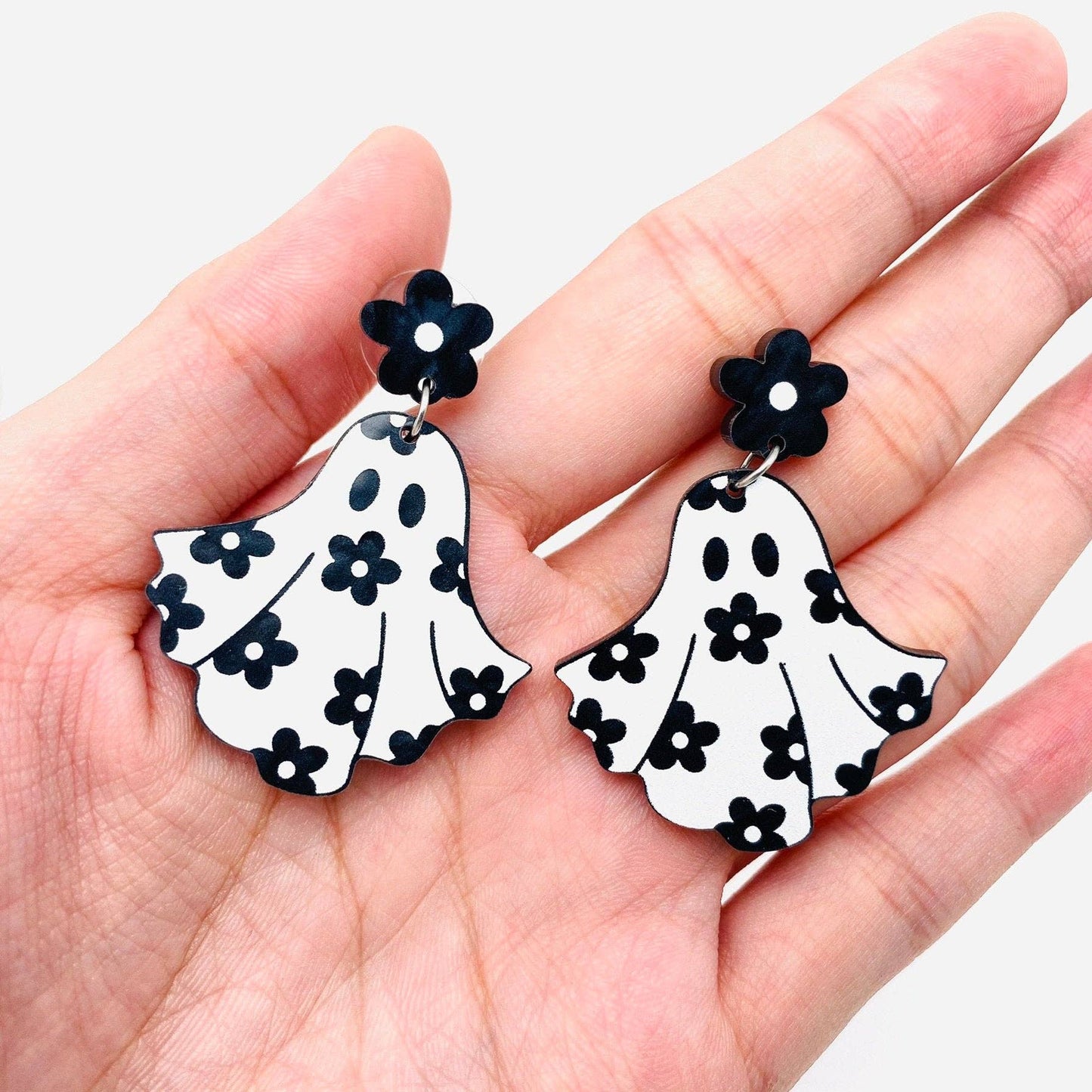 Halloween Flower Ghost Earrings