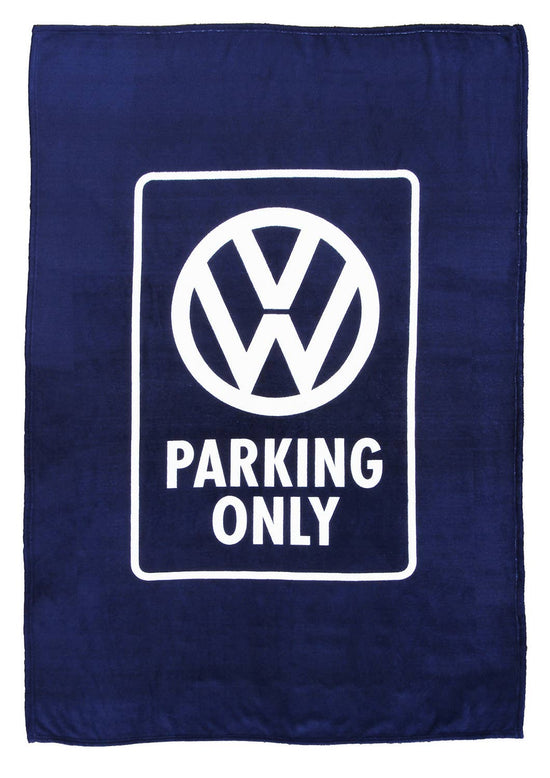 VW T1 Bus Fleece Blanket 150x200cm - Parking Only/Blue